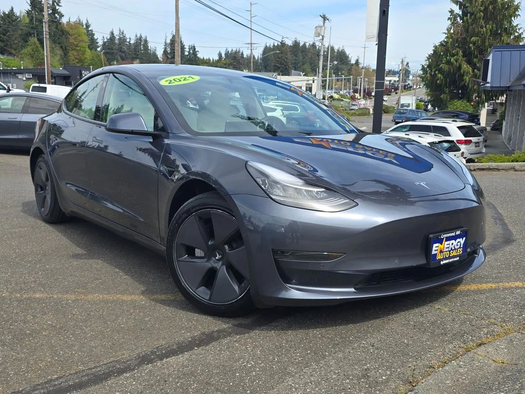 Used 2021 Tesla Model 3 Base with VIN 5YJ3E1EA6MF858649 for sale in North Bend, WA