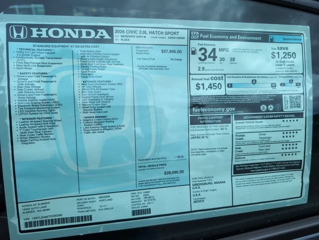 New 2026 Meteorite Gray Metallic Honda Sport image 31