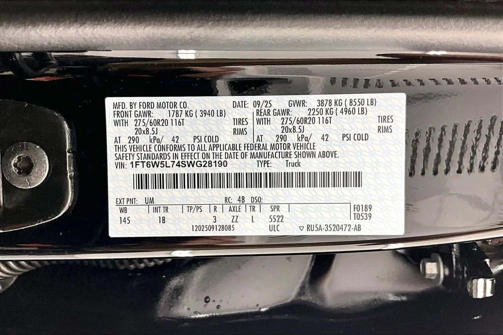 New 2025 Black Metallic Ford Lariat® image 8