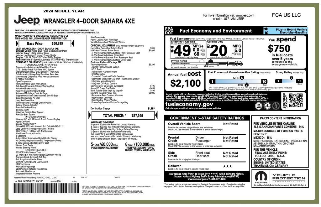 Used 2024 Blue Jeep Sahara 4xe image 4