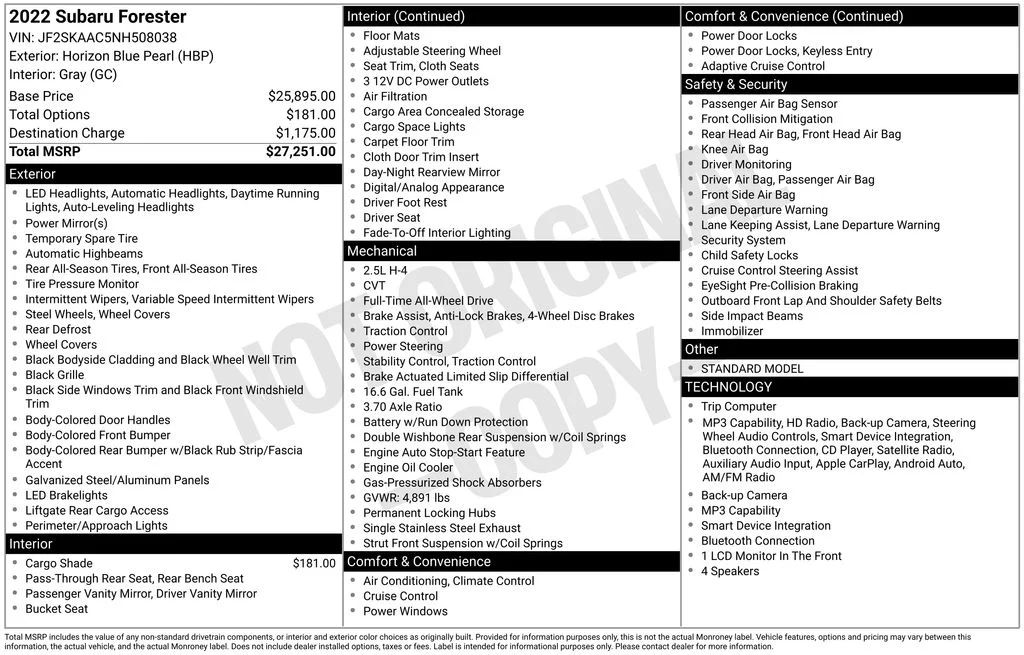 Used 2022 Blue Subaru Base image 16