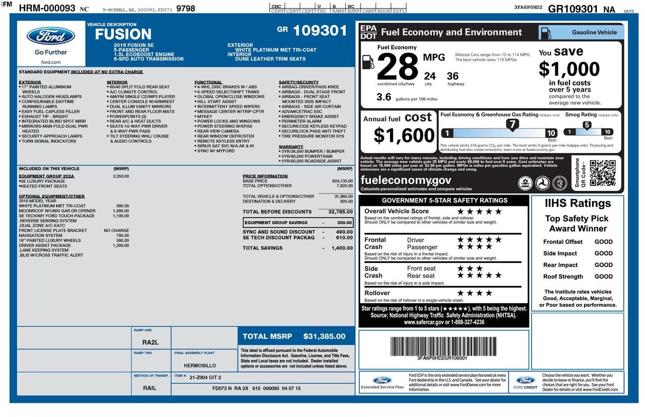 Used 2016 White Ford SE image 31