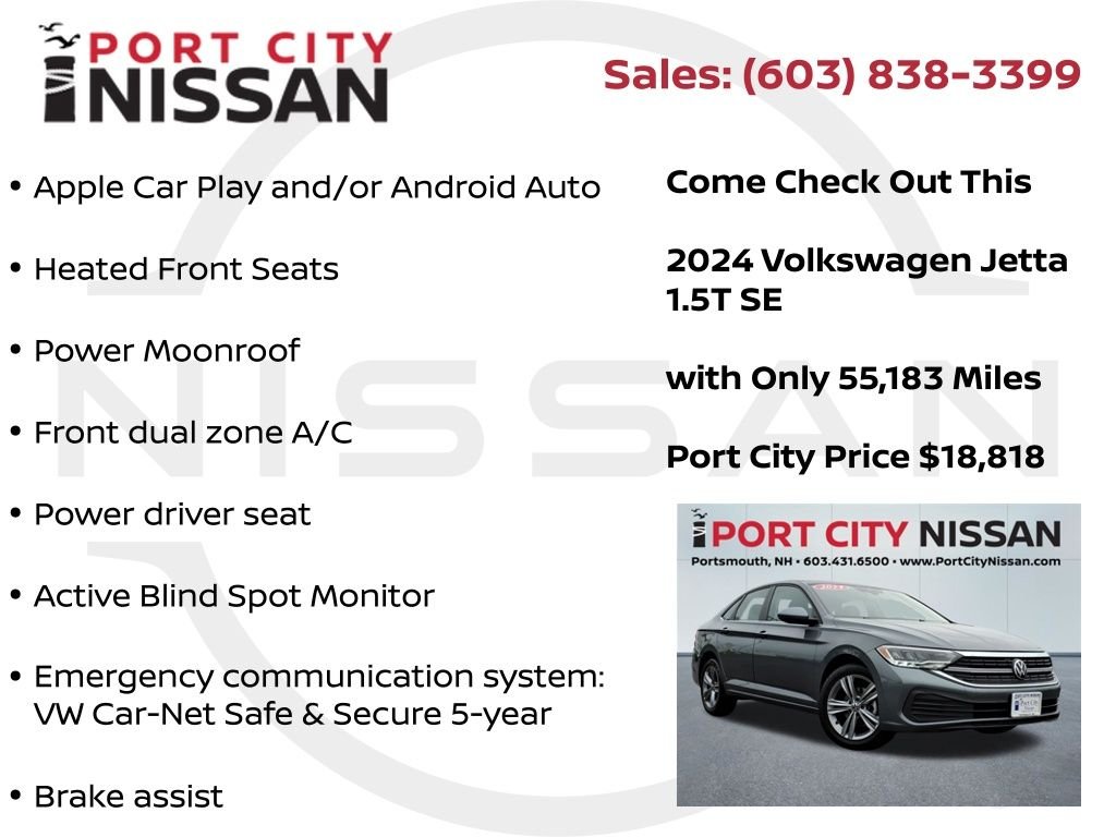 Used 2024 Platinum Gray Metallic Volkswagen 1.5T SE W/SUNROOF & HEATED SEATS image 8
