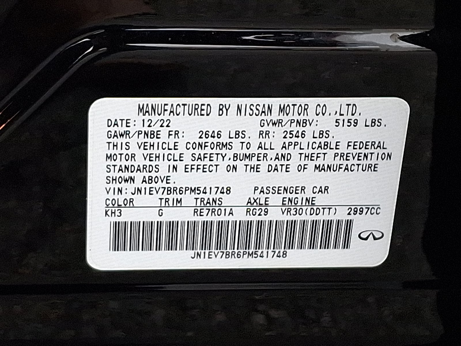 Certified Used 2023 Black Obsidian - KH3 INFINITI LUXE AWD image 27