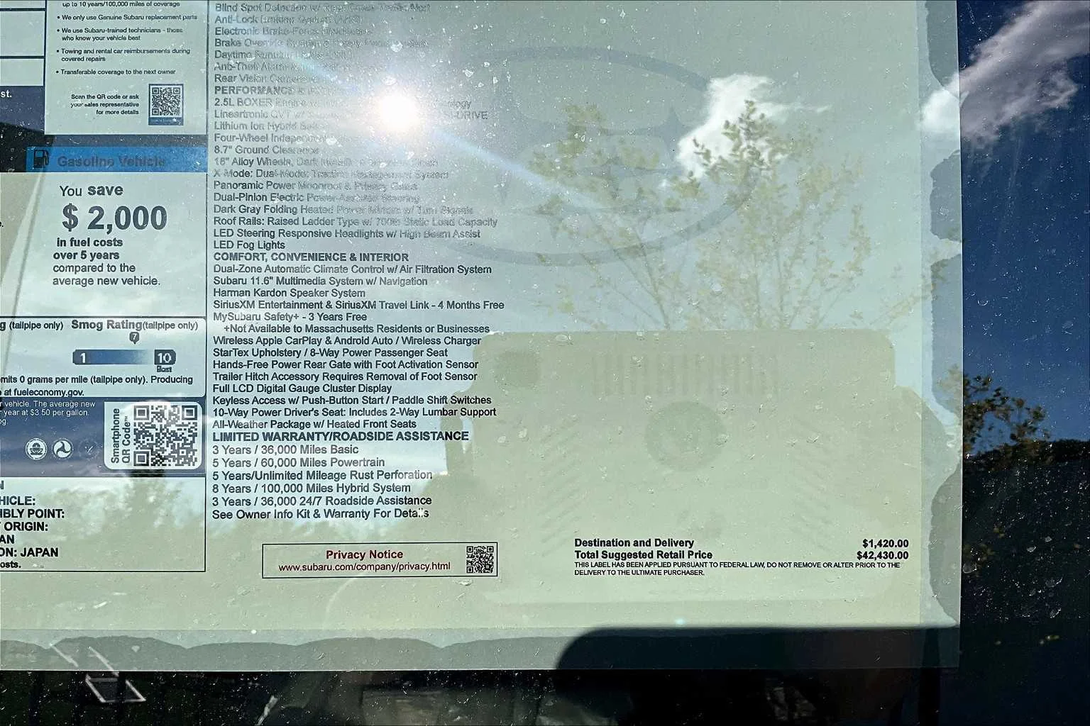 New 2025 Crystal White Pearl Subaru Limited Hybrid image 18