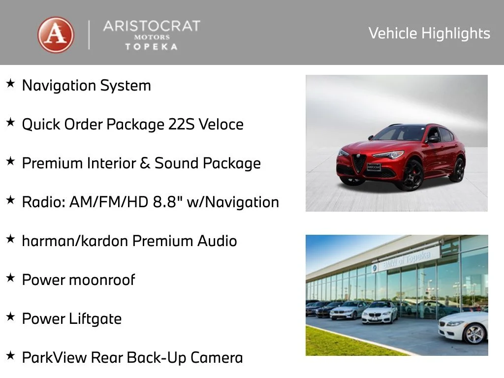 Used 2023 Alfa Romeo Stelvio Veloce with VIN ZASPAKBN5P7D54590 for sale in Kansas City
