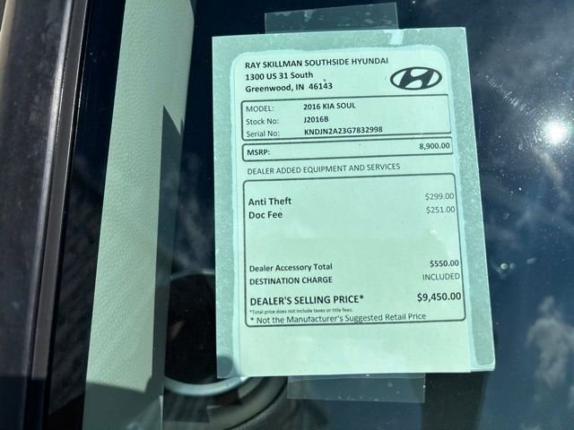 Used 2016 Kia Soul Base with VIN KNDJN2A23G7832998 for sale in Greenwood, IN