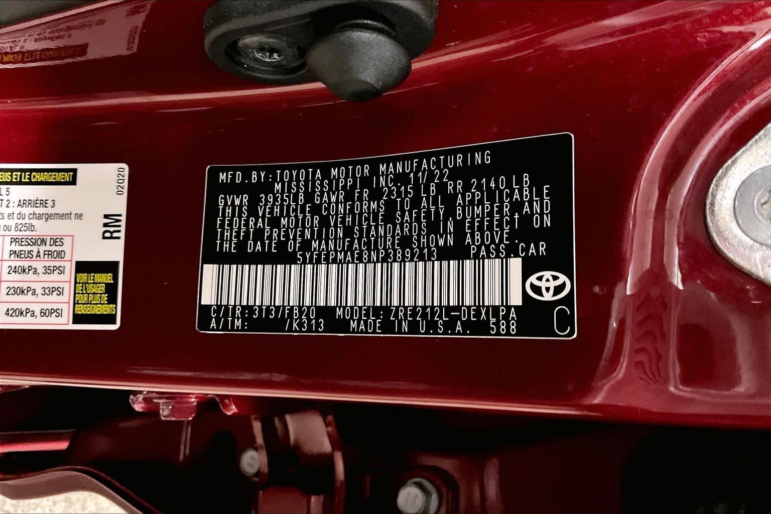 Used 2022 Ruby Flare Pearl Toyota LE image 34