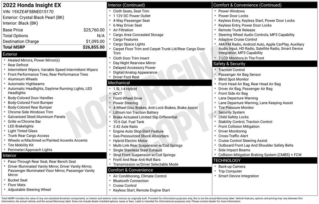 Used 2022 Black Honda EX image 4