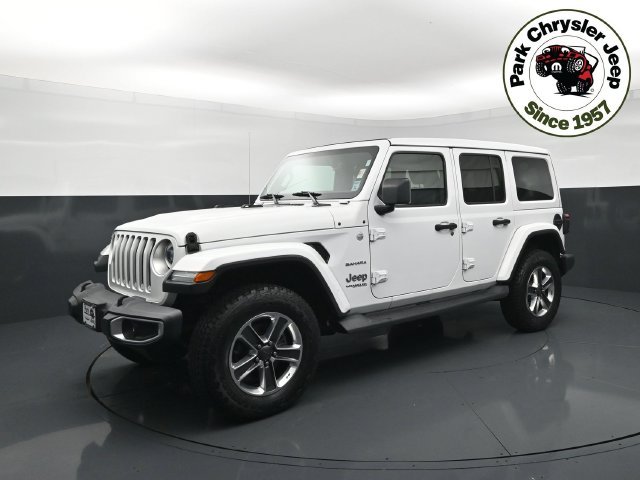 Used 2020 Jeep Wrangler Unlimited Sahara with VIN 1C4HJXEG9LW120508 for sale in Burnsville, Minnesota
