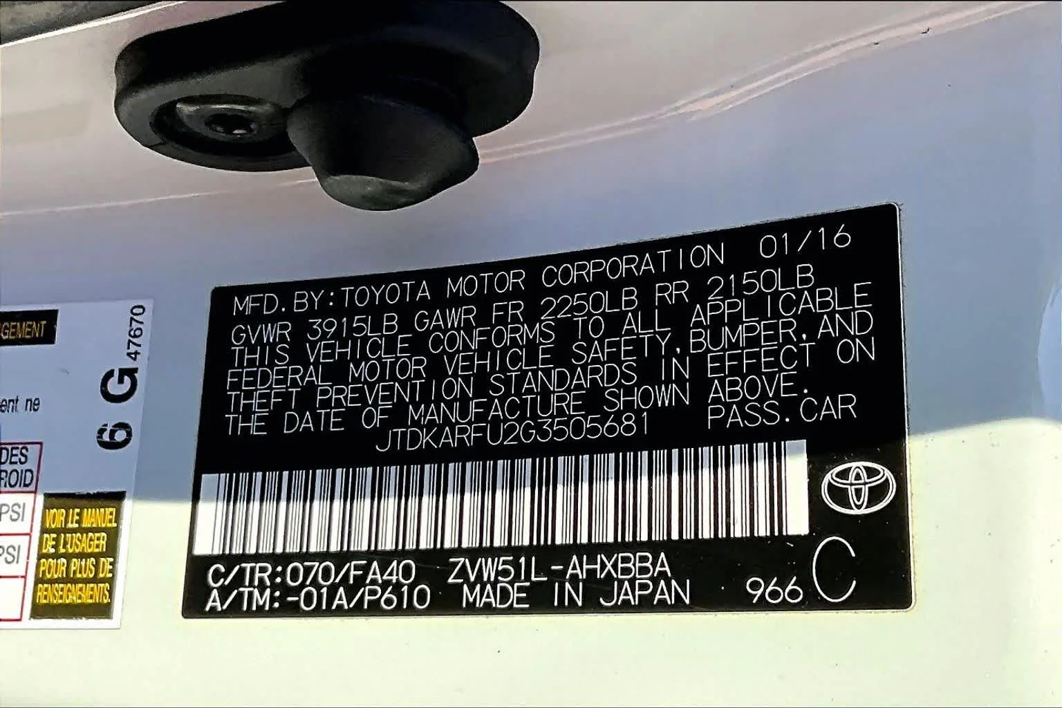 Used 2016 Blizzard Pearl Toyota Three image 28