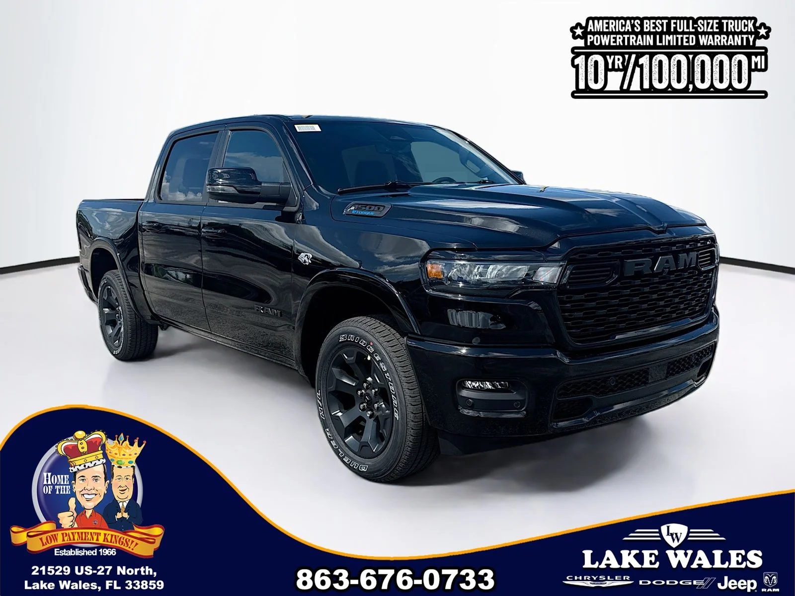 New 2026 Diamond Black Crystal Pearl-Coat Exterior Paint RAM BIG HORN image 1