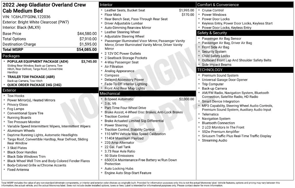 Used 2022 White Jeep Overland image 2