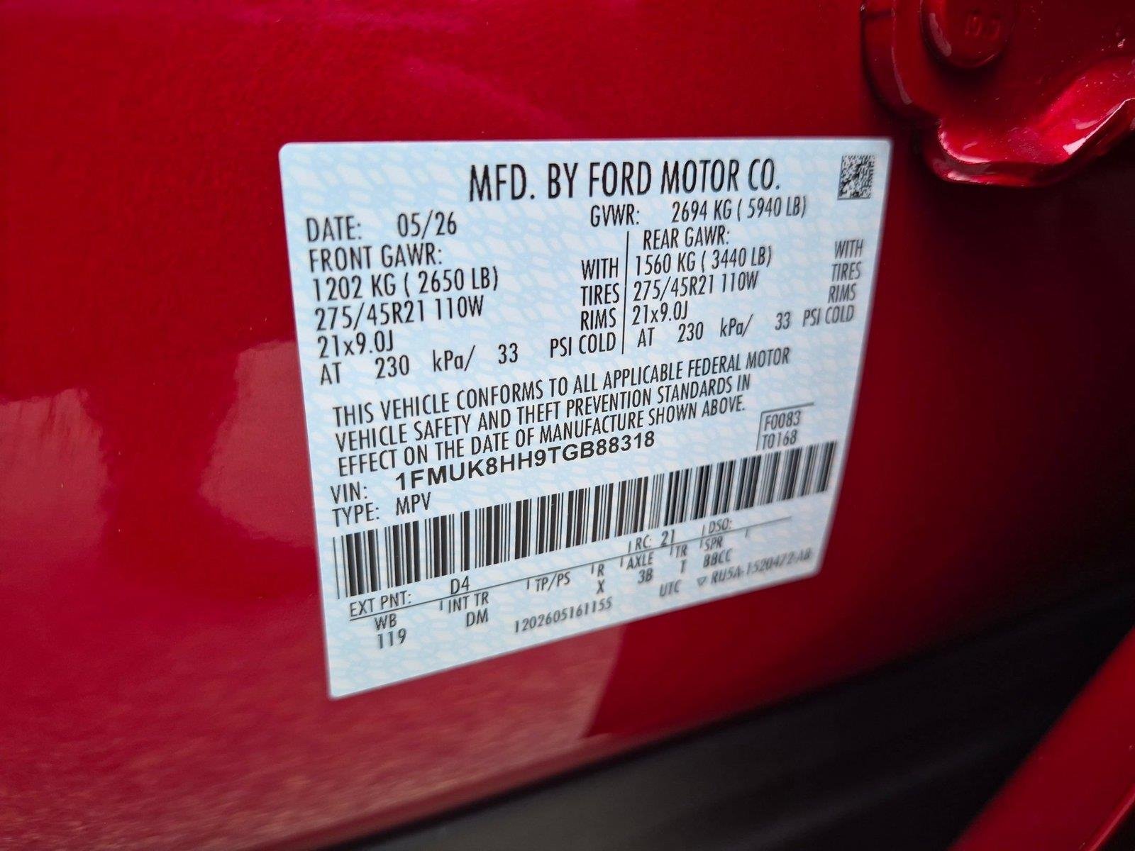 New 2026 Rapid Red Metallic Tinted Clearcoat Ford Platinum image 36