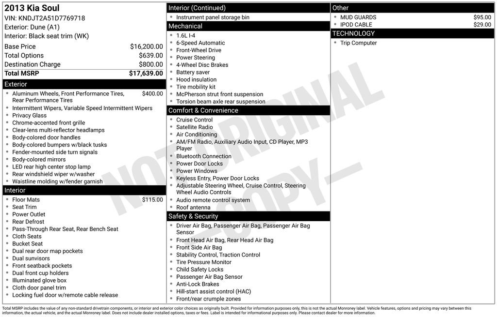 Used 2013 Kia Soul Base with VIN KNDJT2A51D7769718 for sale in Gainesville, FL