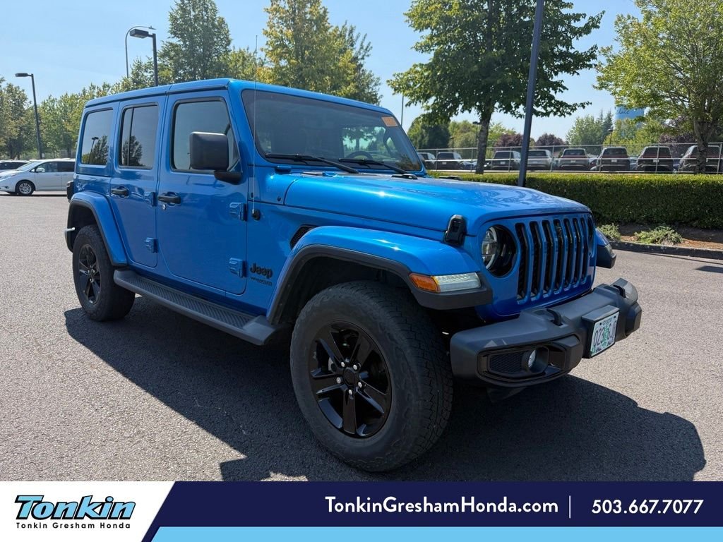 Used 2022 Hydro Blue Pearlcoat Jeep Unlimited Sahara Altitude image 1