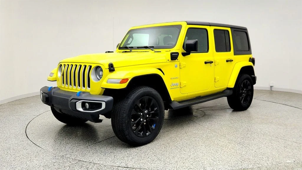 Used 2023 High Velocity Clearcoat Jeep Sahara 4x4 w/ Black Hard Top & Cold Weather Group image 1