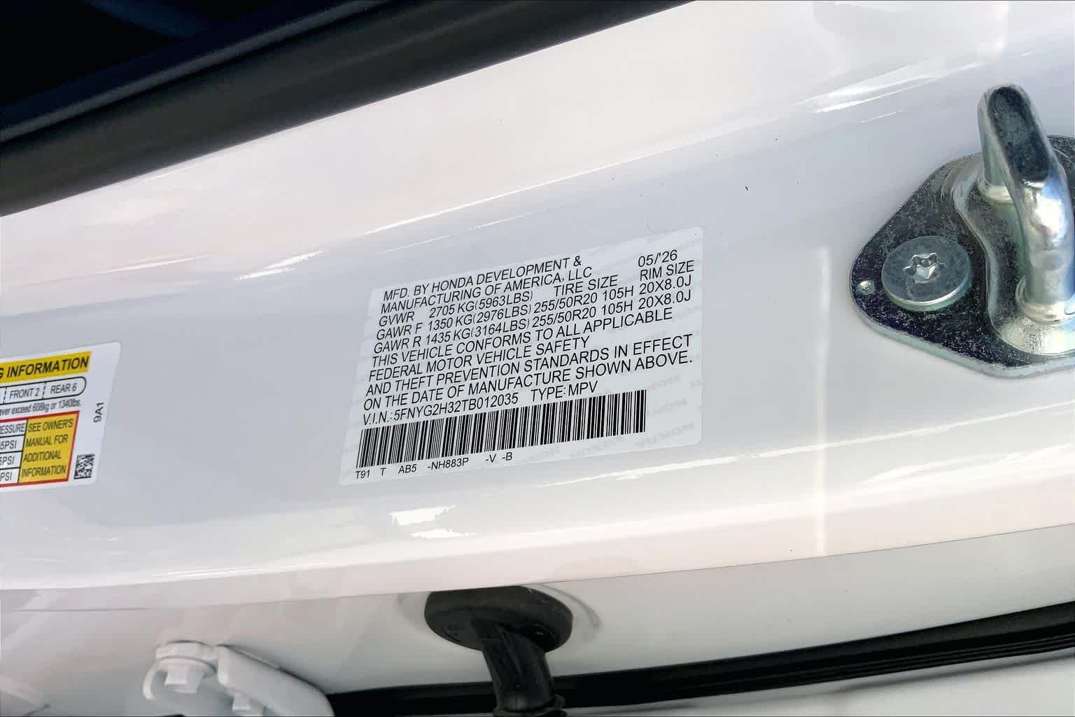 Certified Used 2026 Platinum White Pearl Honda 2WD Sport image 34