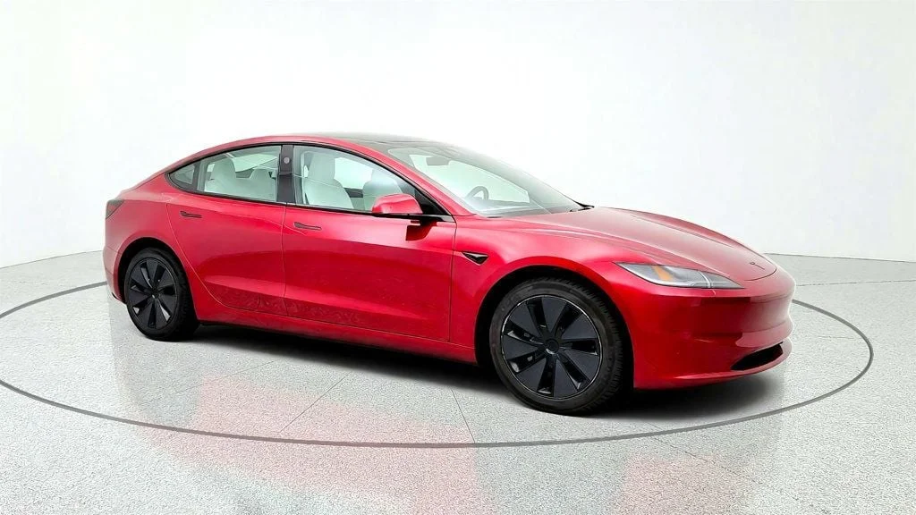 Used 2026 Ultra Red Tesla Long Range RWD w/ White & Black Premium Interior image 3