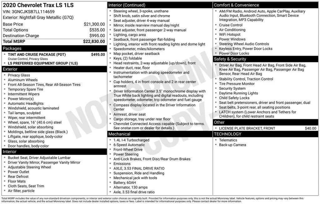 Used 2020 NIGHTFALL GRAY METALLIC Chevrolet LS image 41