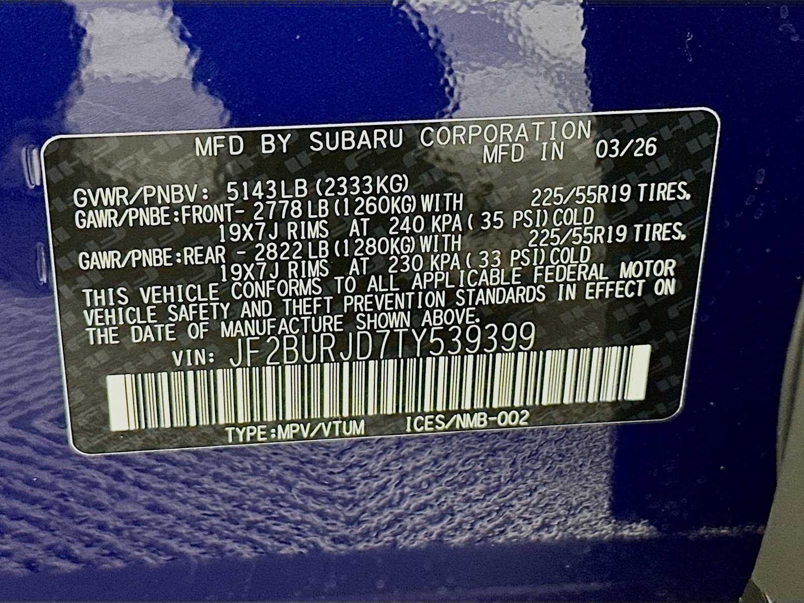 New 2026 SAPPHIRE BLUE PEARL Subaru Touring XT image 31