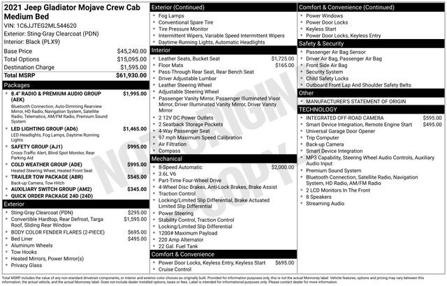 Certified Used 2021 Sting Gray Clearcoat Jeep Mojave image 35