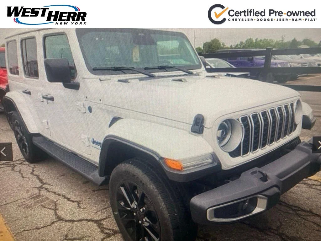 Used 2025 Bright White Clearcoat Jeep Sahara image 1