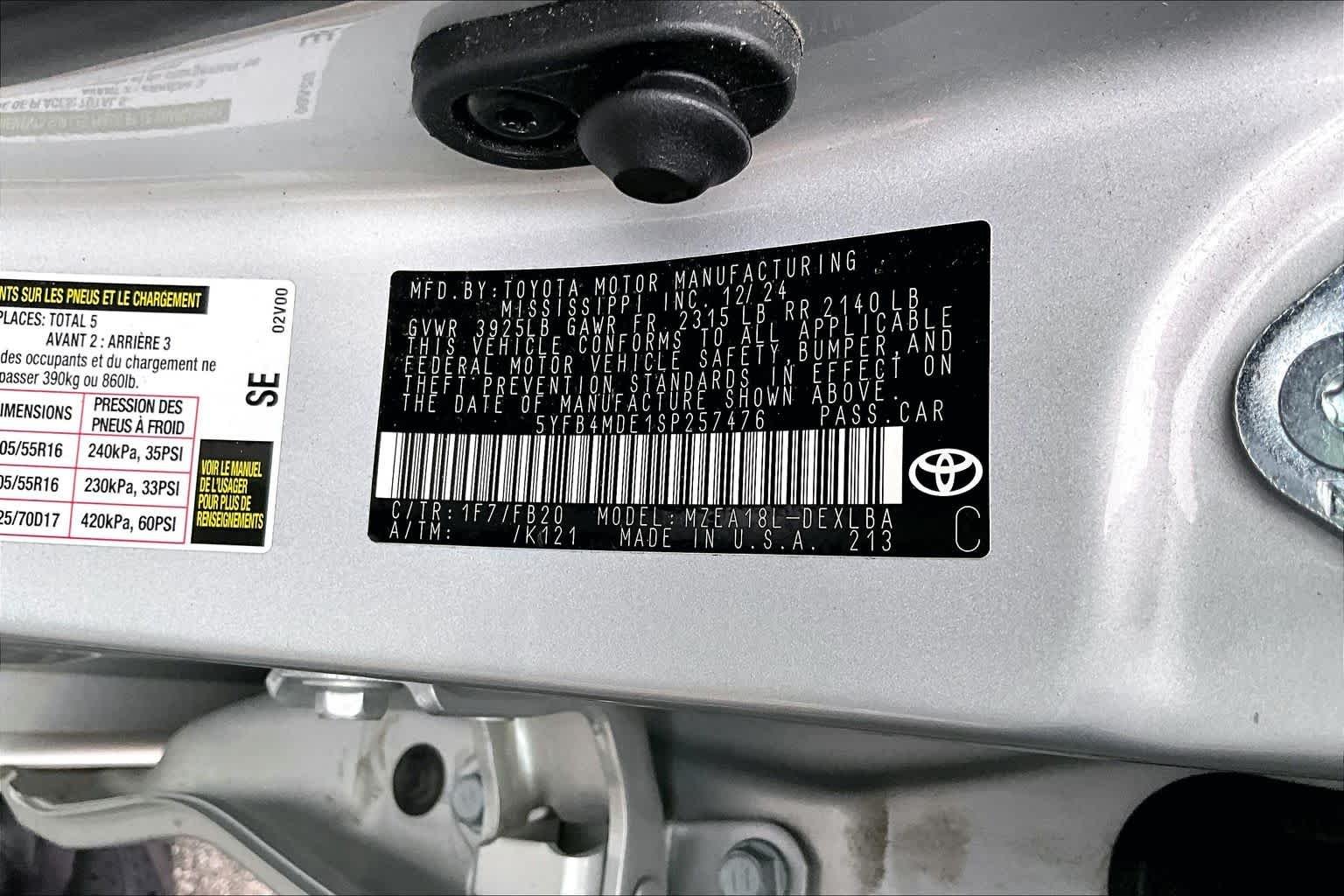 Used 2025 Classic Silver Metallic Toyota LE image 34