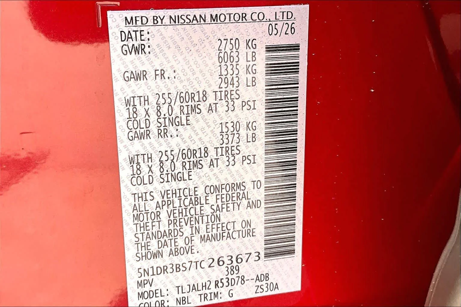 New 2026 Scarlet Ember Tintcoat Nissan SV image 17