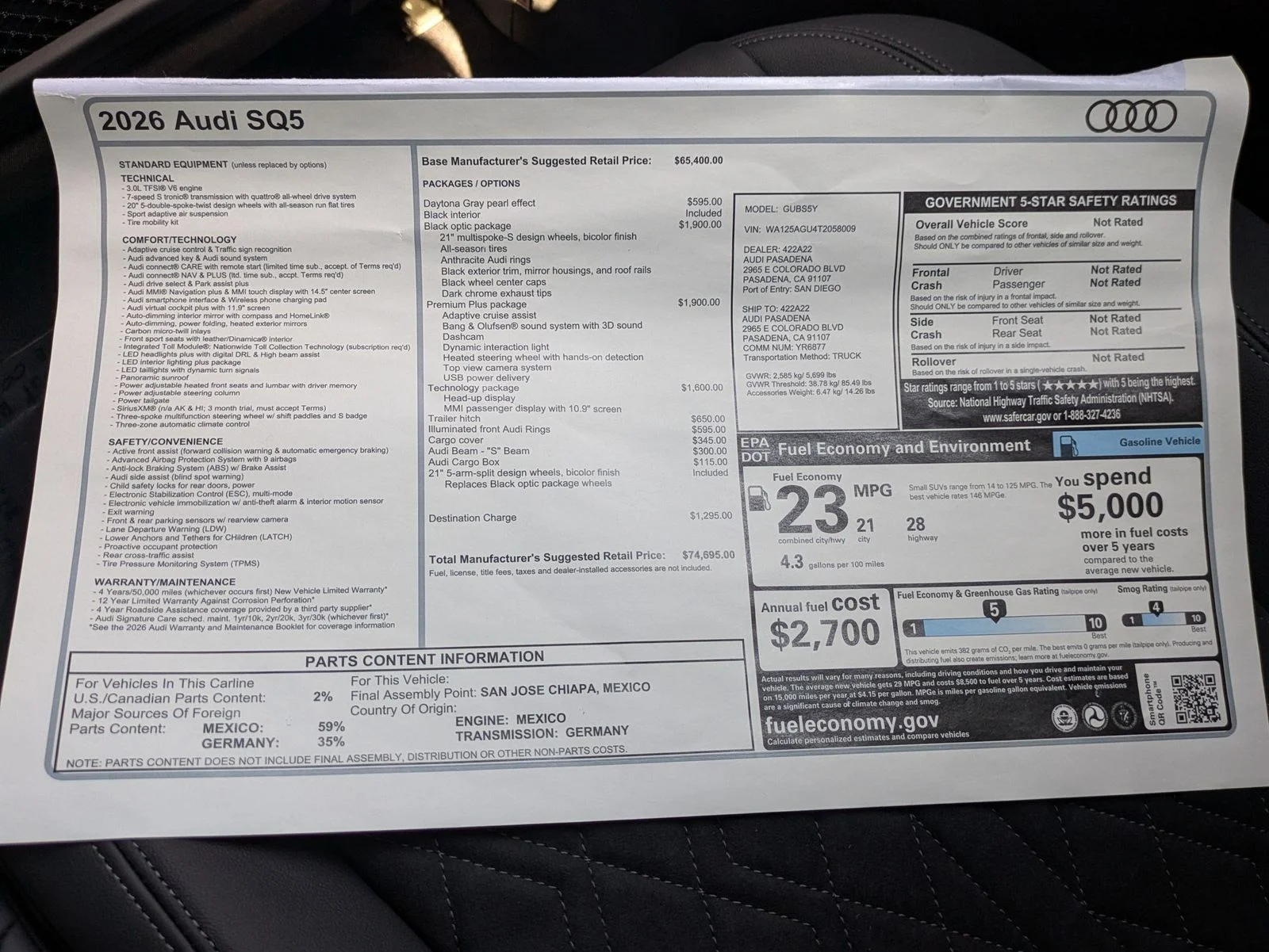 New 2026 Gray Audi Premium Plus image 18