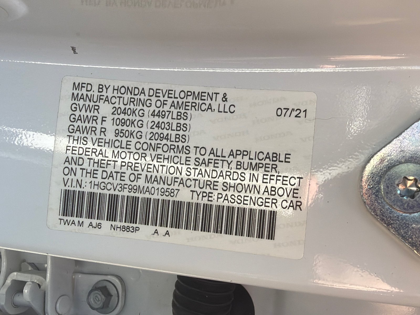 Used 2021 Platinum White Pearl Honda Touring image 35