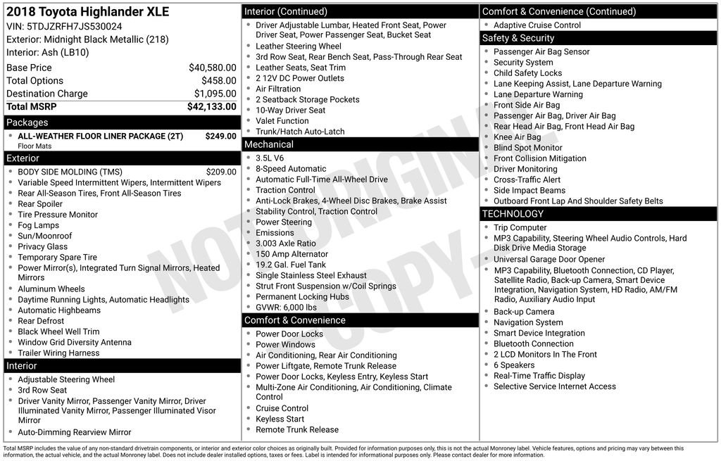 Used 2018 Black Toyota XLE image 2