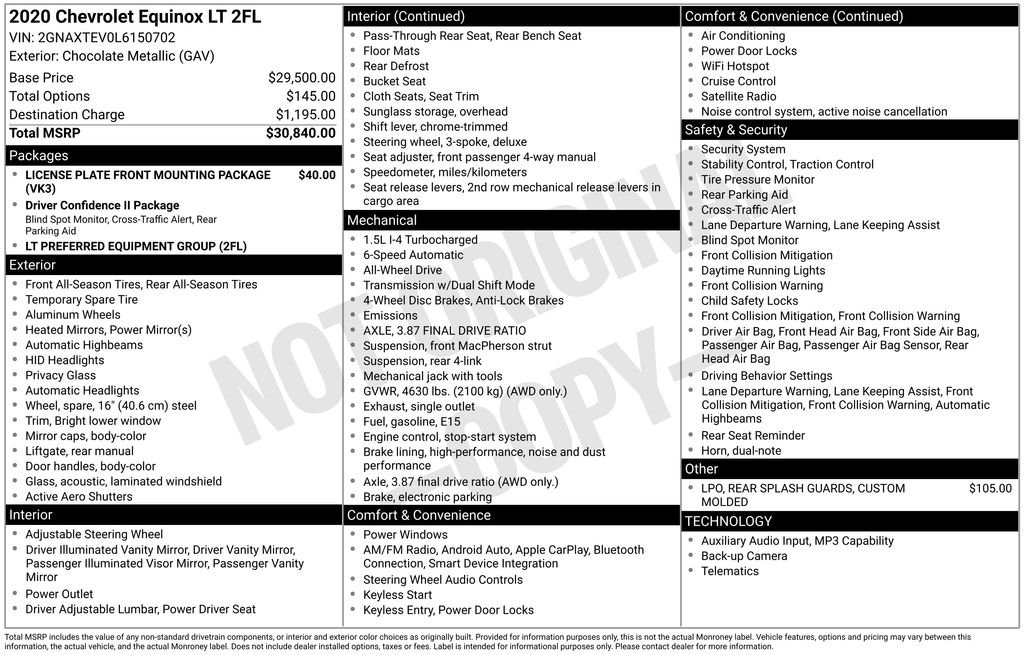 Used 2020 Brown Chevrolet LT image 6