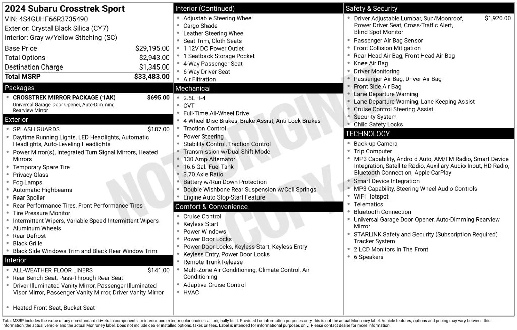 Certified Used 2024 Black Subaru Sport image 8