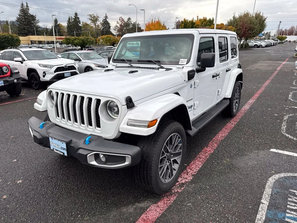 Used 2023 Bright White Clearcoat Jeep Sahara 4xe image 3