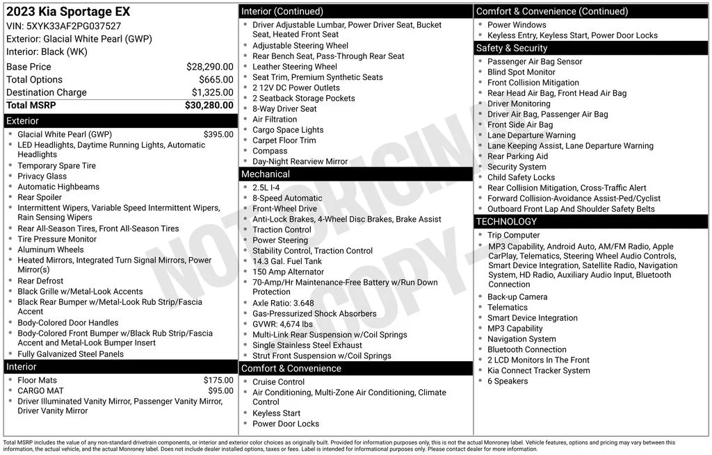 Used 2023 White Kia EX image 9