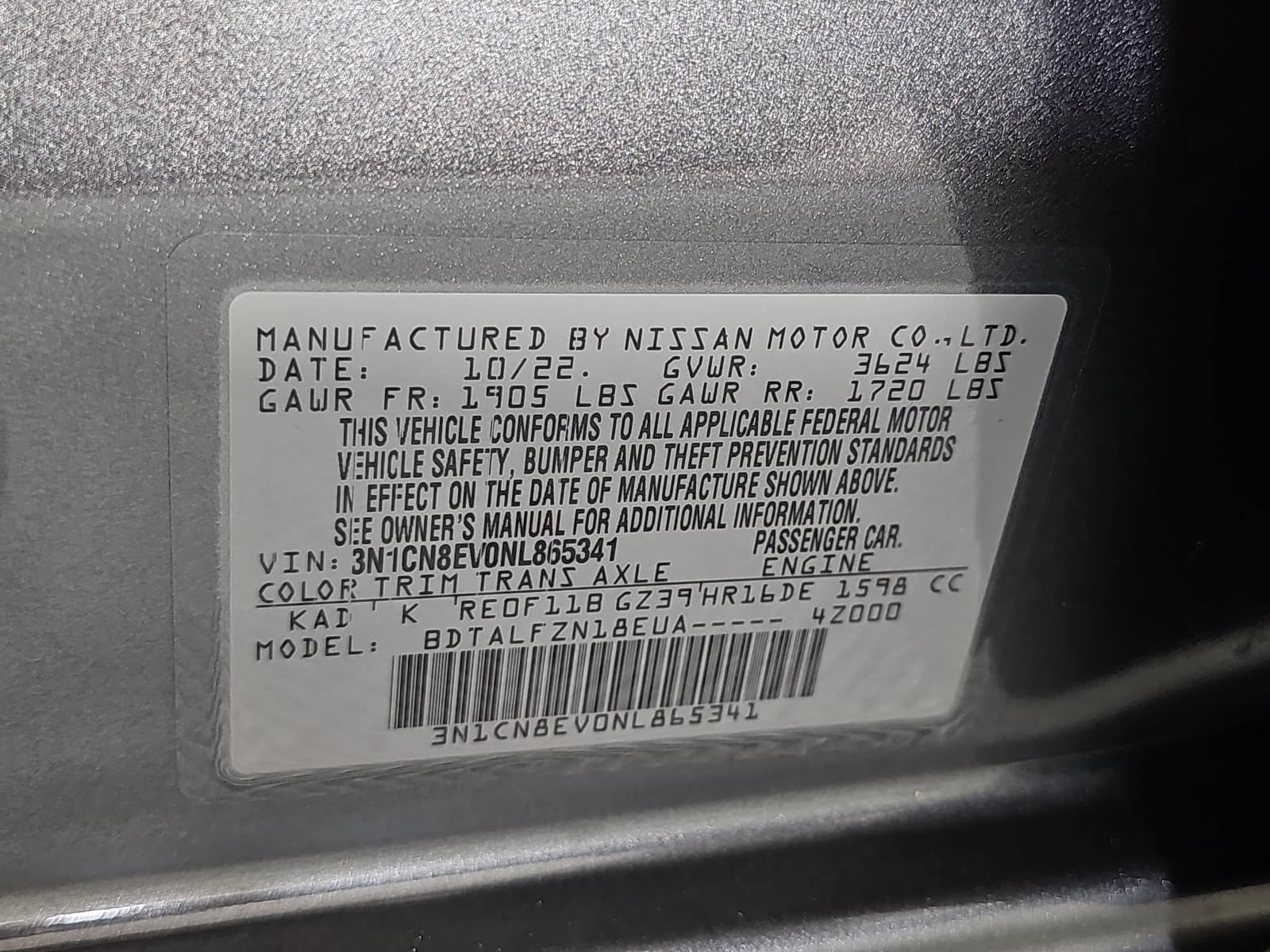 Used 2022 Gray Nissan 1.6 SV image 30