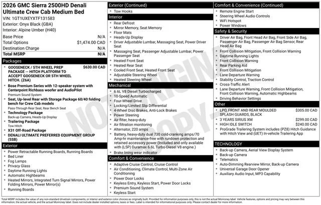 2026 GMC Sierra 2500 HD Denali Ultimate