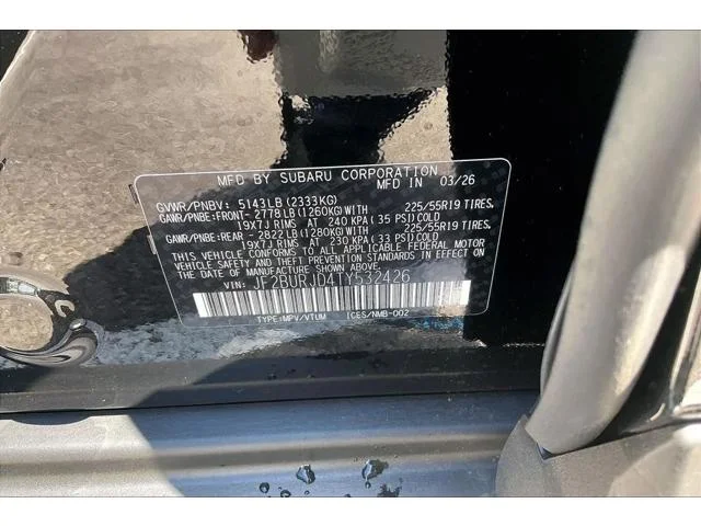 New 2026 CRYSTAL BLACK SILICA Subaru Touring XT image 27