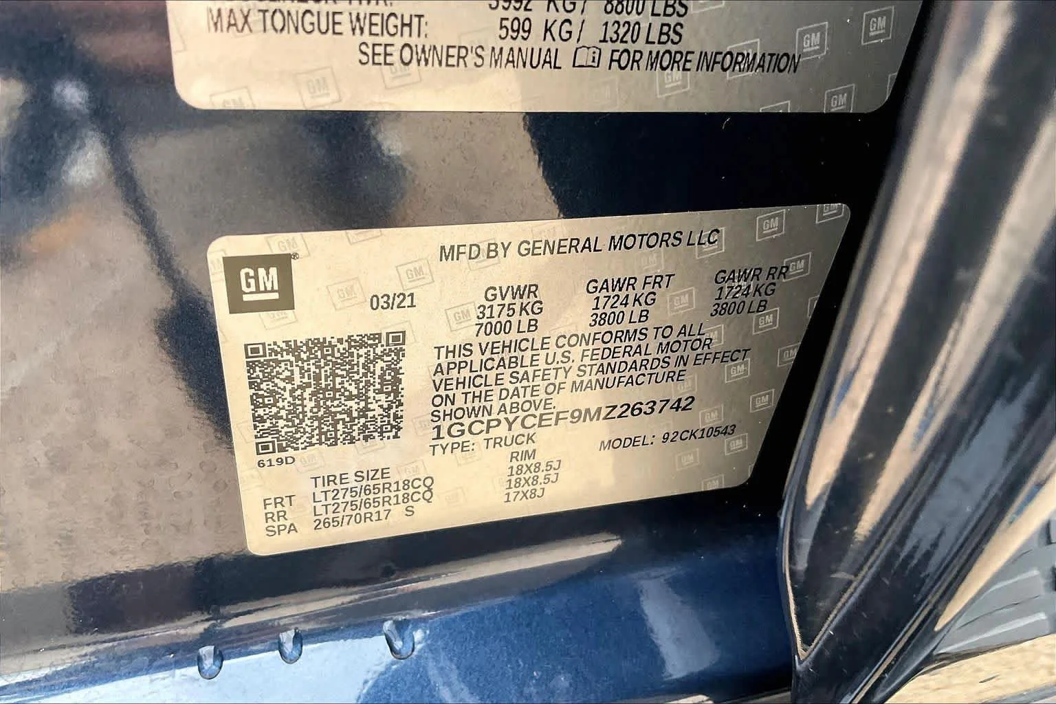 Used 2021 Northsky Blue Metallic Chevrolet Custom Trail Boss image 32