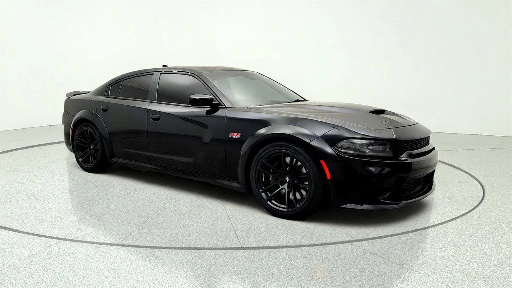 Used 2021 Pitch Black Clearcoat Dodge Scat Pack Widebody RWD w/ Plus Group & Technology Group image 3
