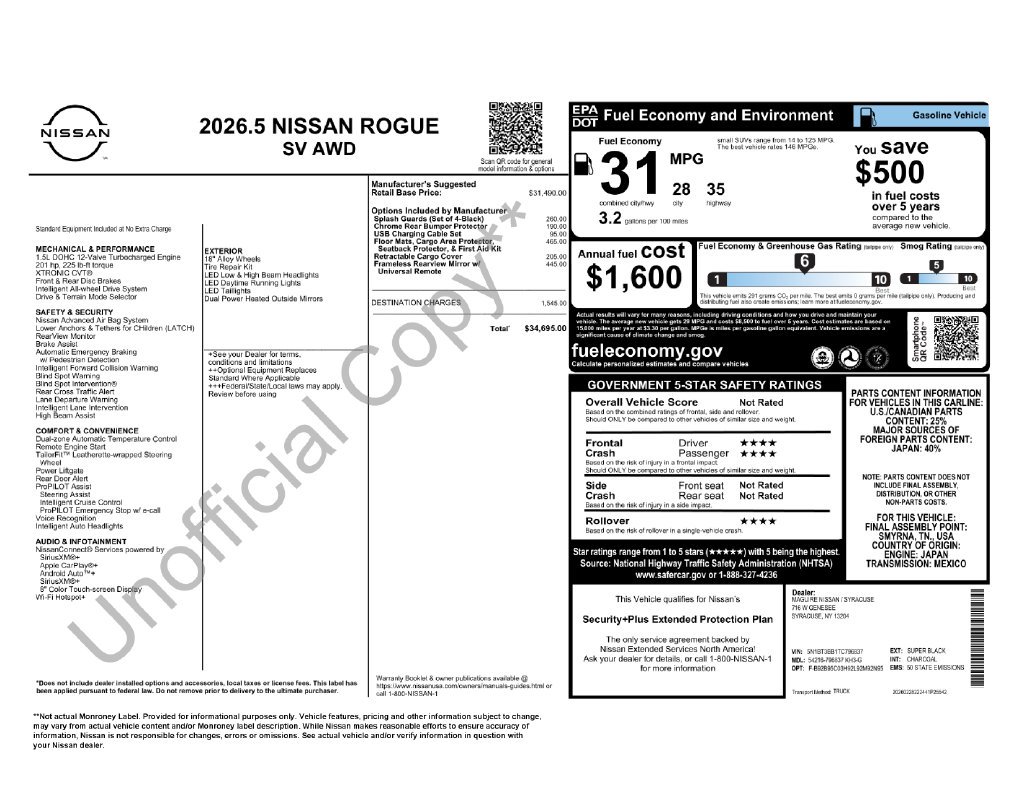 Used 2026 Black Nissan SV image 6