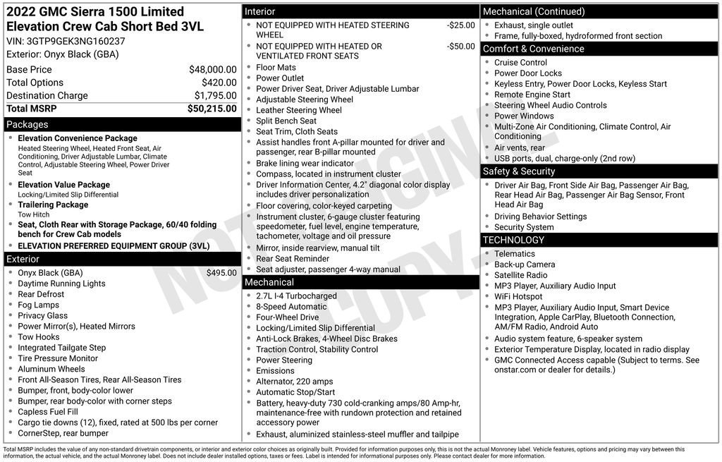 Used 2022 ONYX BLACK GMC Elevation image 2