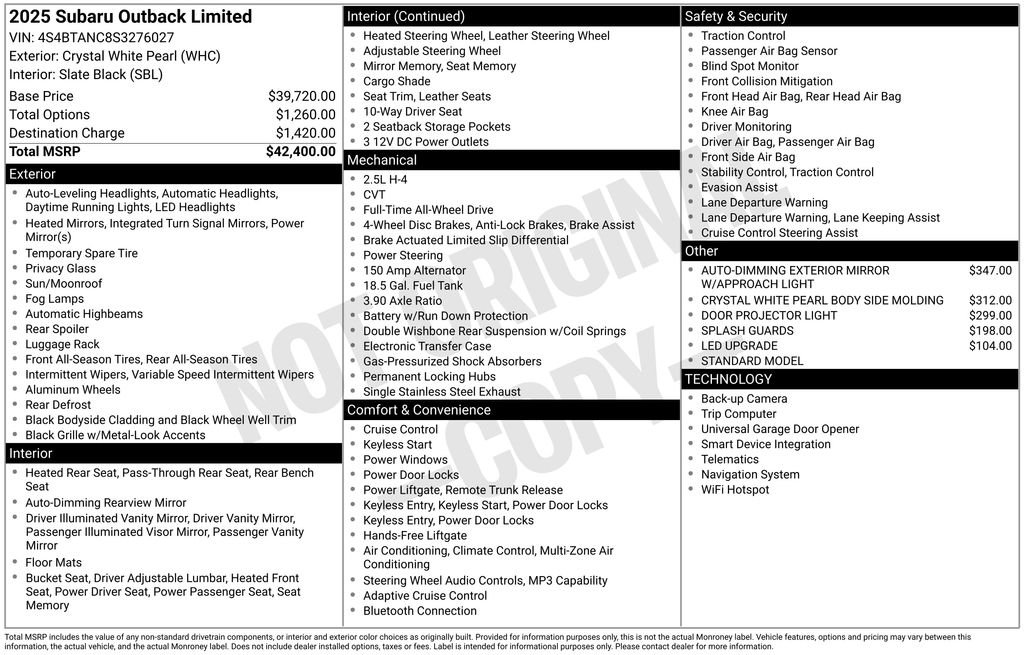 Used 2025 White Subaru Limited image 26