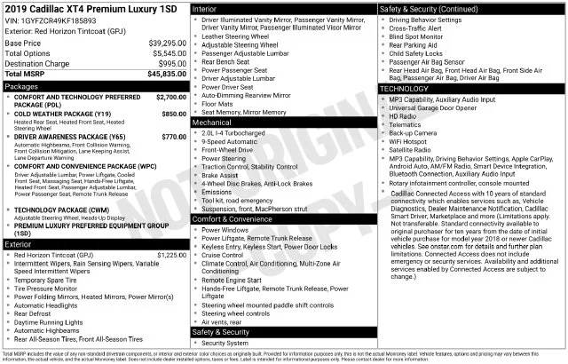 Used 2019 Red Cadillac Premium Luxury image 3