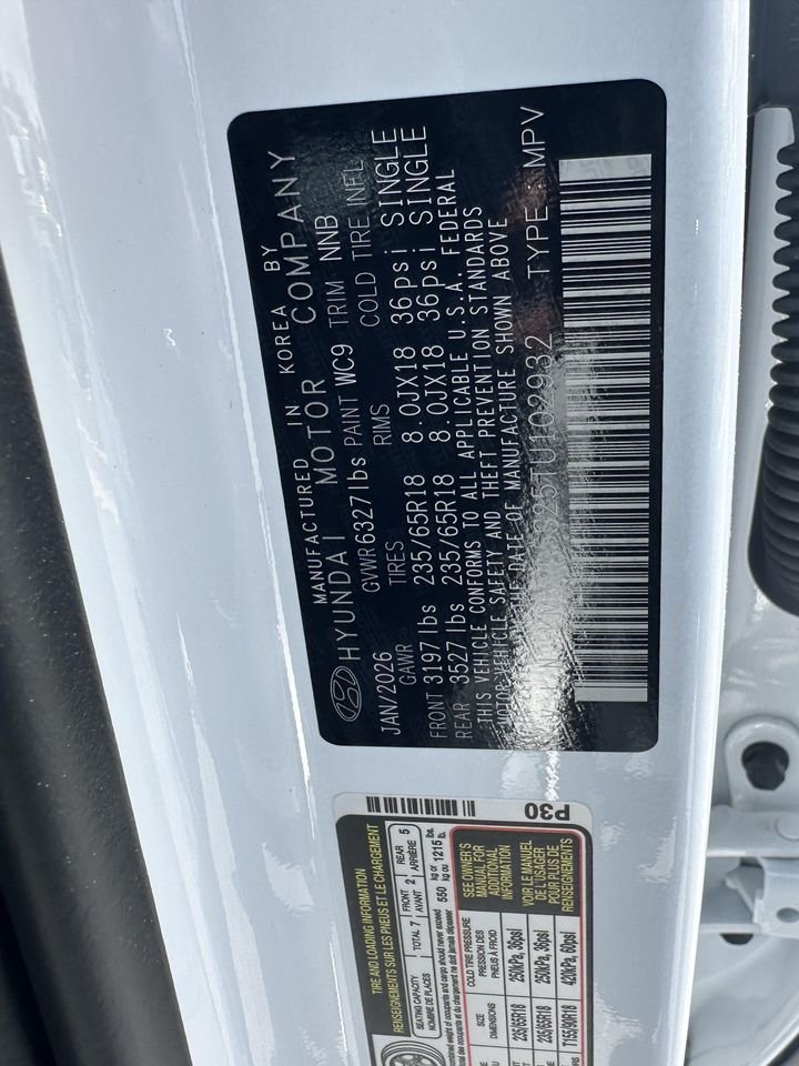 New 2026 Creamy White Pearl Hyundai SEL 7P image 30