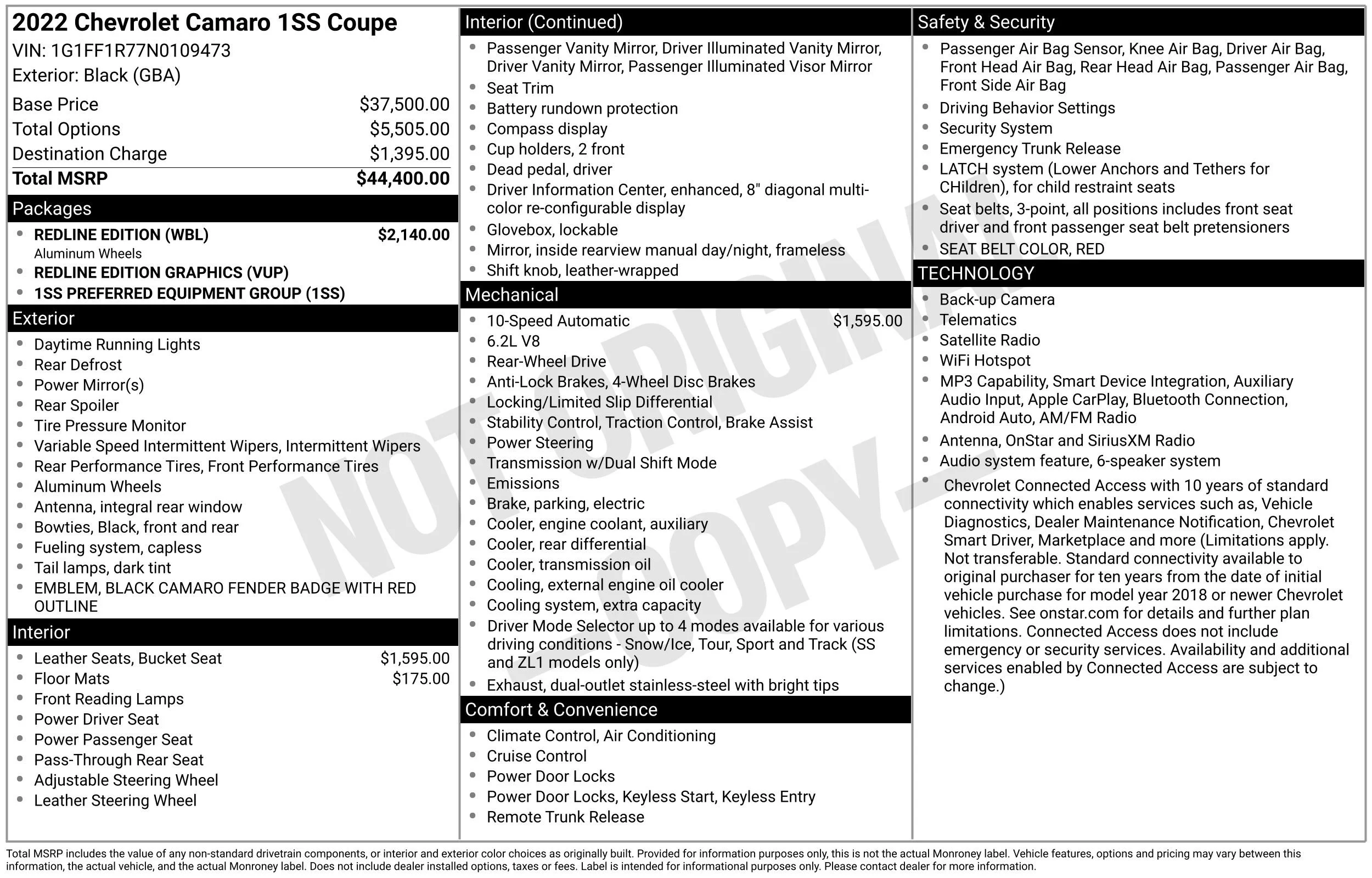 Used 2022 BLACK Chevrolet 1SS image 13