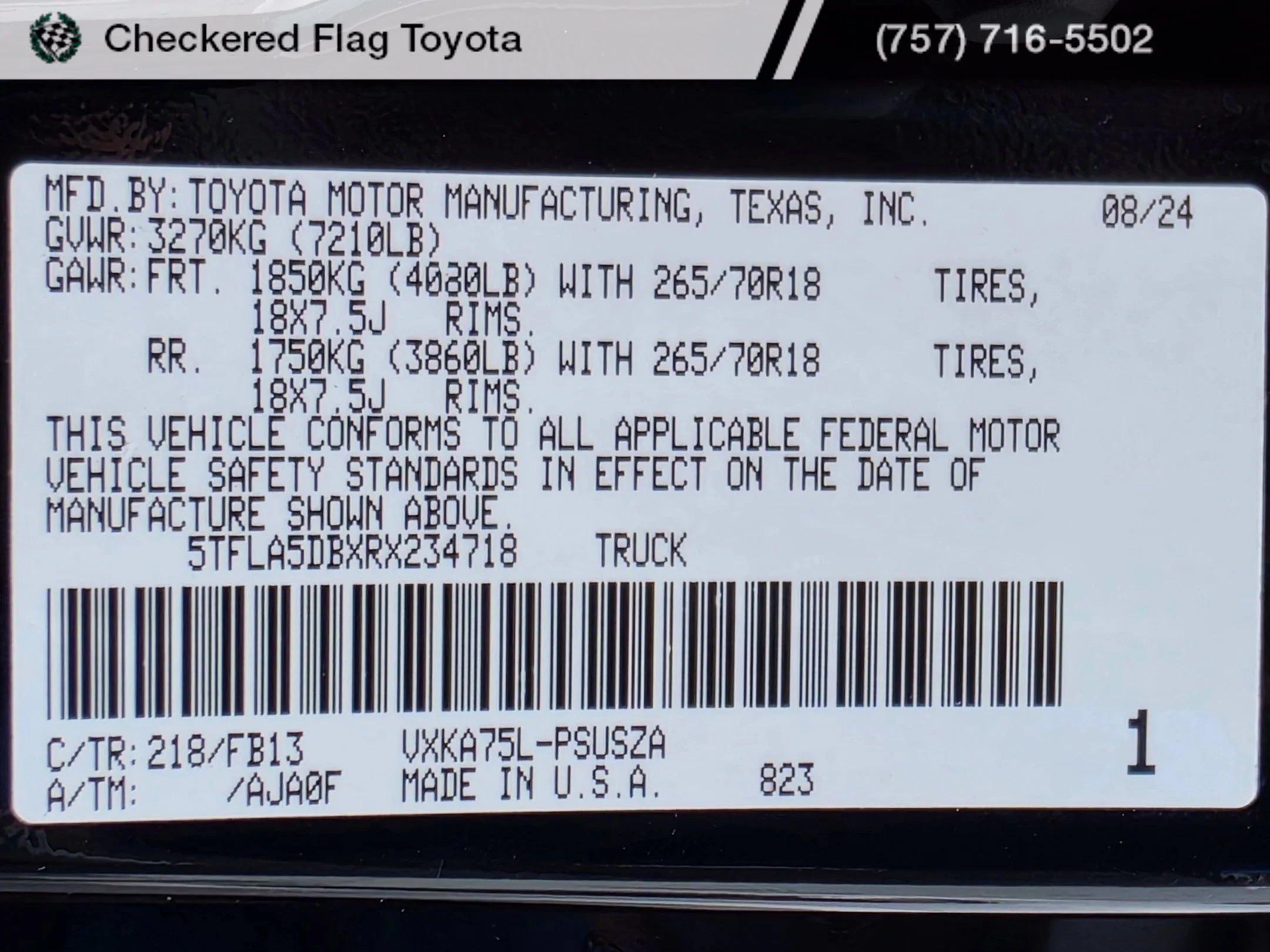 Used 2024 Midnight Black Metallic Toyota SR5 image 22