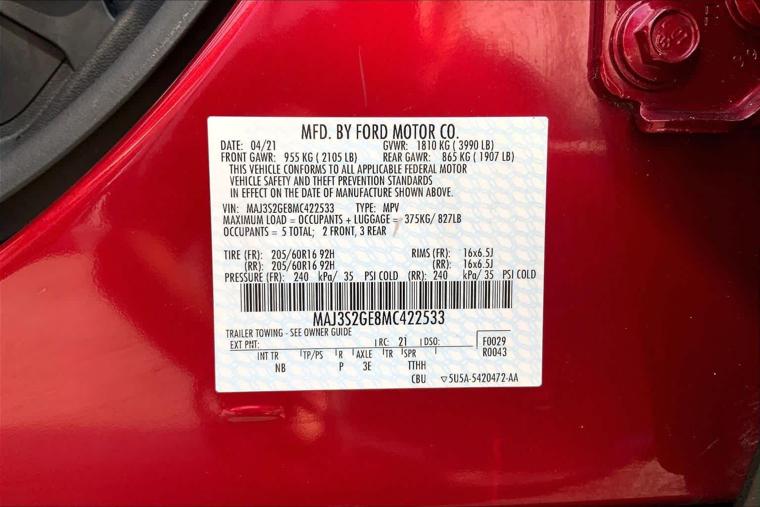 Used 2021 Ruby Red Metallic Tinted Clearcoat Ford SE image 35