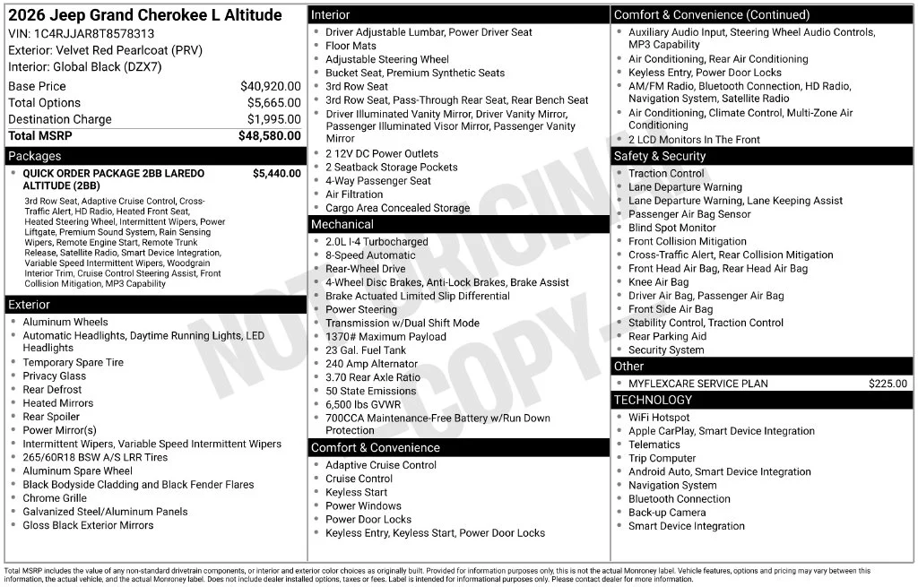New 2026 Velvet Red Pearl-Coat Exterior Paint Jeep Laredo Altitude image 7